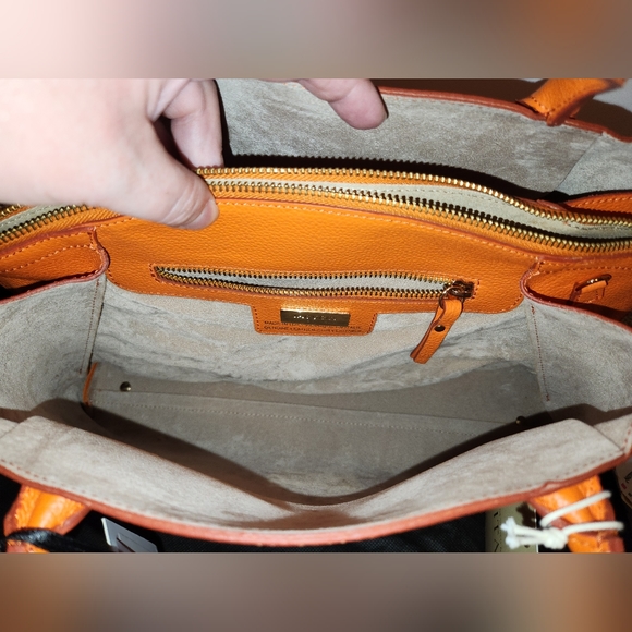 ***SOLD** Iacucci Pebbled Italian Leather Tote Satchel Bag in Orange; New w/Tags - Picture 8 of 16